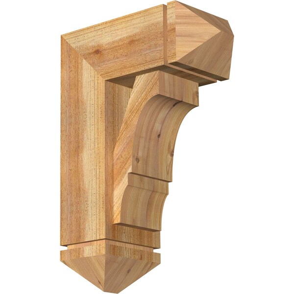 Ekena Millwork Balboa Arts and Crafts Rough Sawn Bracket w/ Offset Brace, Western Red Cedar, 8"W x 18"D x 26"H BKT0806X18X26BOA03RWR - main